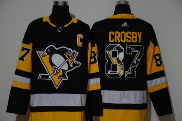 Men's NHL Penguins #87 Sidney Crosby Black Adidas Jersey