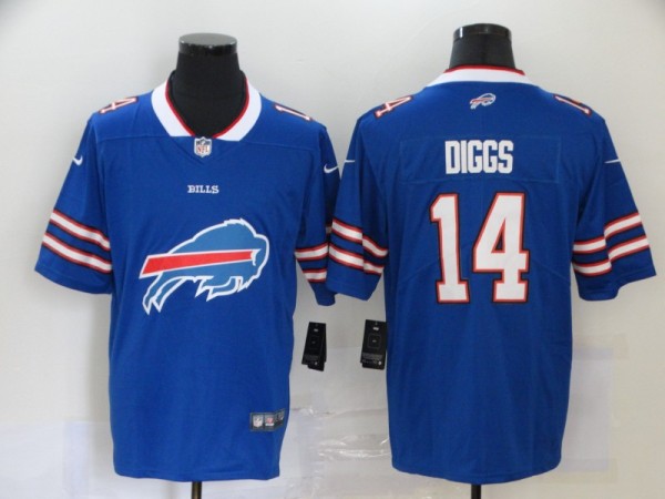 Men's Nike Buffalo Bills #14 Diggs Blue Team Big Logo Number Vapor Untouchable Limited Jersey