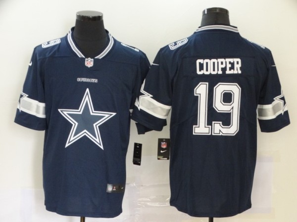 Men's Dallas Cowboys #19 Amari Cooper Blue Team Big Logo Number Vapor Untouchable Limited Jersey