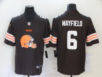 Men's Cleveland Browns #6 Baker Mayfiel Brown Team Big Logo Number Vapor Untouchable Limited Jersey