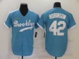 MLB Los Angeles Dodgers #42 Robinson Light Blue Game Nike Jersey