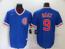 MLB Chicago Cubs #9 Baez Blue Throwback Nike Jersey