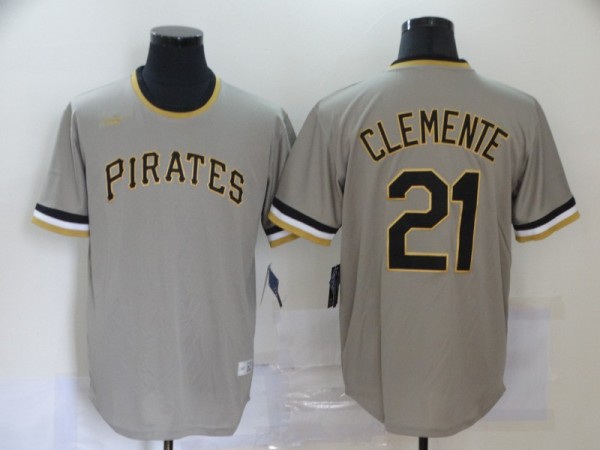 MLB Pittsburgh Pirates #21 Roberto Clemente Grey Throwback Nike Jersey