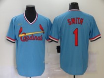 MLB Cardinals #1 O.Smith Blue Throwback Nike Jersey