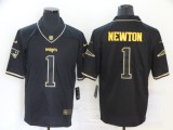 Men's Carolina Panthers #1 Cam Newton Black 2019 Golden Edition Limited Jersey