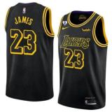 NBA Los Angeles Lakers #23 LeBron James With Gigi Patch Black Jersey