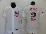 MLB New York Yankees White #2 Derek Jeter USA Flag Flexbase Jersey