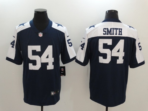 Mens Dallas Cowboys #54 Smith Blue Thanksgiving Vapor Untouchable Limited Jersey