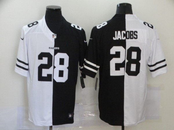 Men's Raiders #28 Josh Jacobs Black/White Split 2020 Vapor Untouchable Limited Jersey