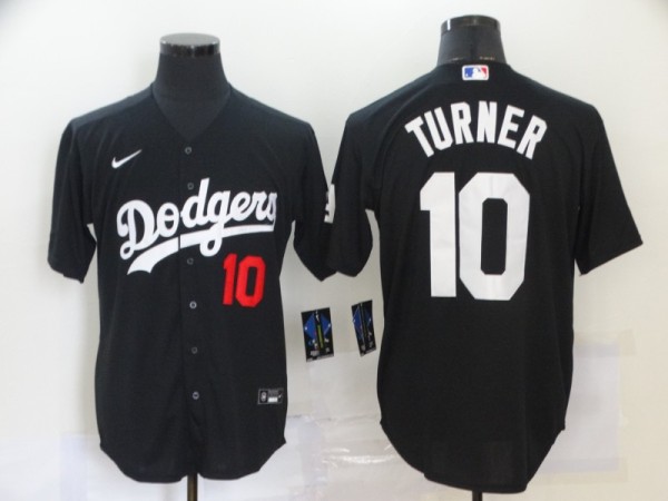 MLB Los Angeles Dodgers #10 Turner Black Game Nike Jersey