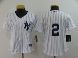 Women MLB New York Yankees #2 Derek Jeter White Game Nike Jersey