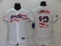 MLB Cleveland Indians #12 Francisco Lindor USA Flag Flexbase Jersey