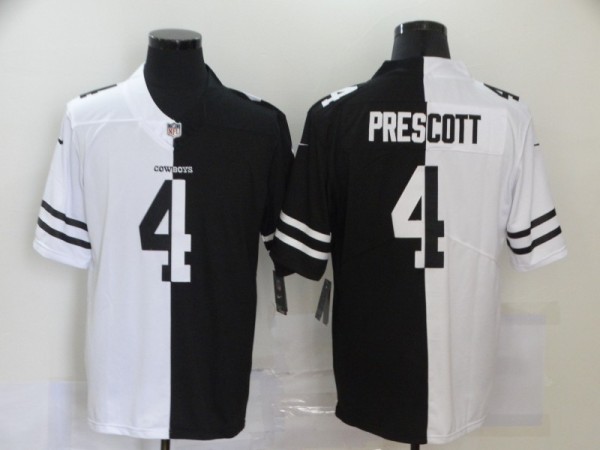 Men's  Dallas Cowboys #4 Prescott Black/White Split 2020 Vapor Untouchable Limited Jersey