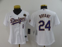 Women MLB Los Angeles Dodgers #8 & #24 Bryant White Game Nike Jersey