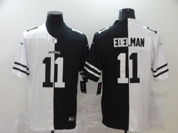 Men's New England Patriots #11 Edelman Black/White Split 2020 Vapor Untouchable Limited Jersey