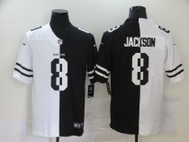 Men's Baltimore Ravens #8 Lamar Jackson Black/White Split 2020 Vapor Untouchable Limited Jersey