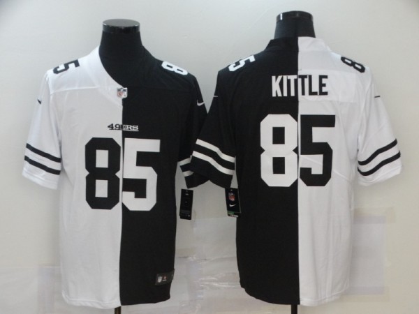 Men's San Francisco 49ers #85 Kittle Black/White Split 2020 Vapor Untouchable Limited Jersey