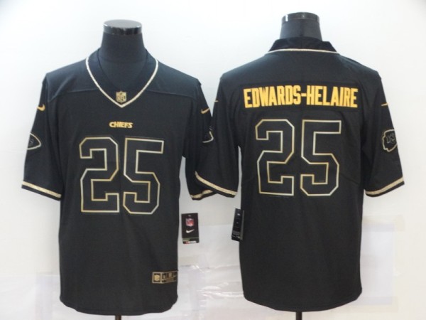 Men's Kansas City Chiefs #25 Edwards-Helaire Black 2019 Golden Edition Limited Jersey