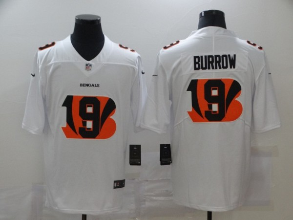 Men's Cincinnati Bengals #9 Joe Burrow White Shadow Logo Limited Jersey