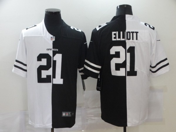 Men's Dallas Cowboys #21 Ezekiel Elliott Black/White Split 2020 Vapor Untouchable Limited Jersey