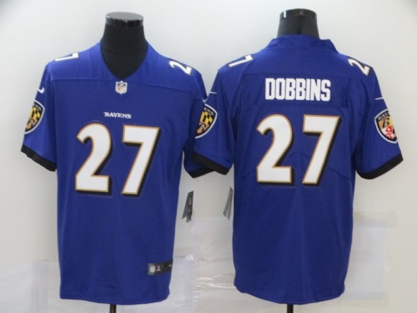 Men's Baltimore Ravens #27 Dobbins Purple Vapor Untouchable Limited Jersey