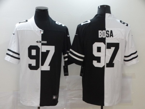 Men's San Francisco 49ers #97 Nick Bosa Black/White Split 2020 Vapor Untouchable Limited Jersey