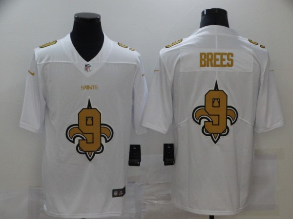 Men's New Orleans Saints #9 Brees White Shadow Logo Limited Jersey