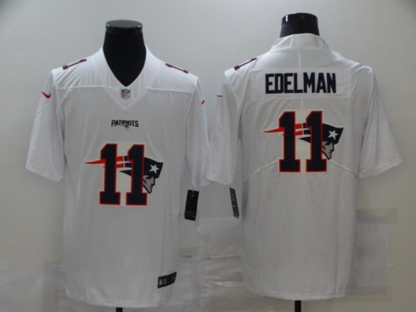 Men's New England Patriots #11 Edelman White Shadow Logo Limited Jersey