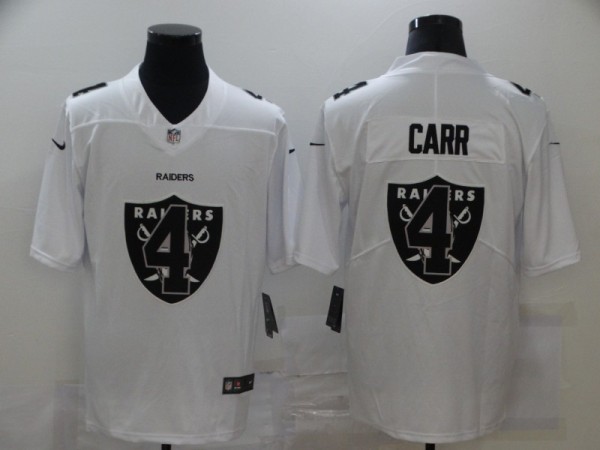 Men's Raiders #4 Carr White Shadow Logo Limited Jersey