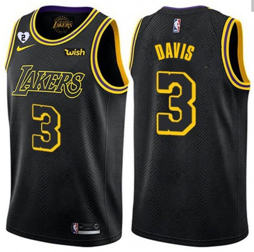 Men's Los Angeles Lakers #3 Anthony Davis With Gigi Patch Black Jersey