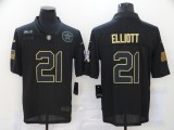 Men's Dallas Cowboys #21 Ezekiel Elliott 2020 Black Salute To Service Limited Jersey