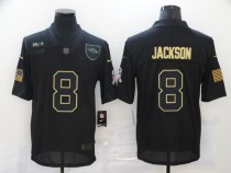 Men's Baltimore Ravens #8 Lamar Jackson 2020 Black Salute To Service Limited Jersey