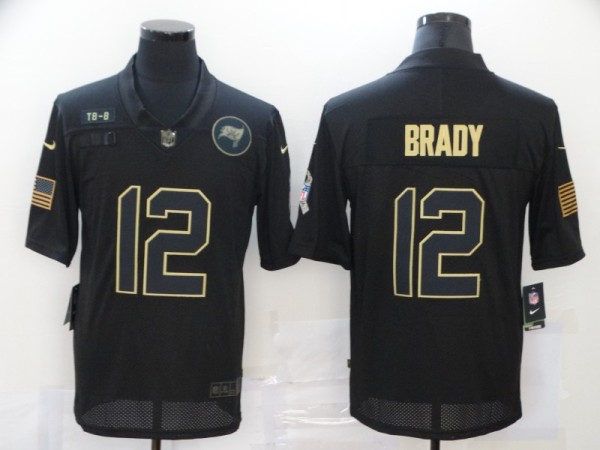 Men's Tampa Bay Buccaneers #12 Brady 2020 Black Salute To Service Limited Jersey