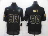 Men's Pittsburgh Steelers #90 T. J. Watt 2020 Black Salute To Service Limited Jersey