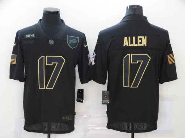 Men's Buffalo Bills #17 Josh Allen 2020 Black Salute To Service Limited Jersey