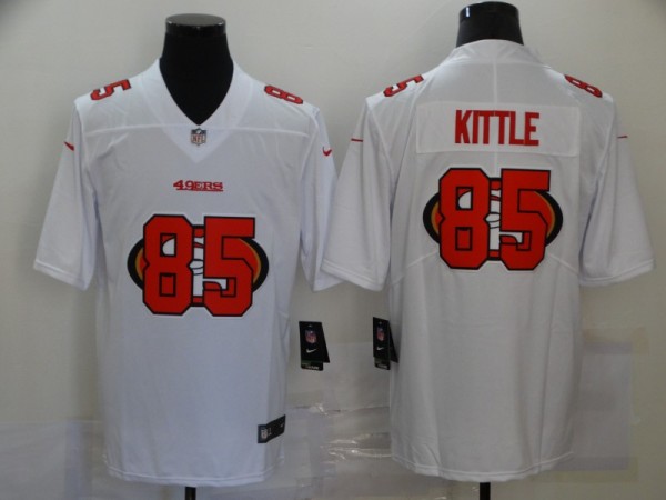 Men's San Francisco 49ers #85 Kittle White Shadow Logo Limited Jersey