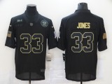 Men's Green Bay Packers #33 Jones 2020 Black Salute To Service Limited Jersey