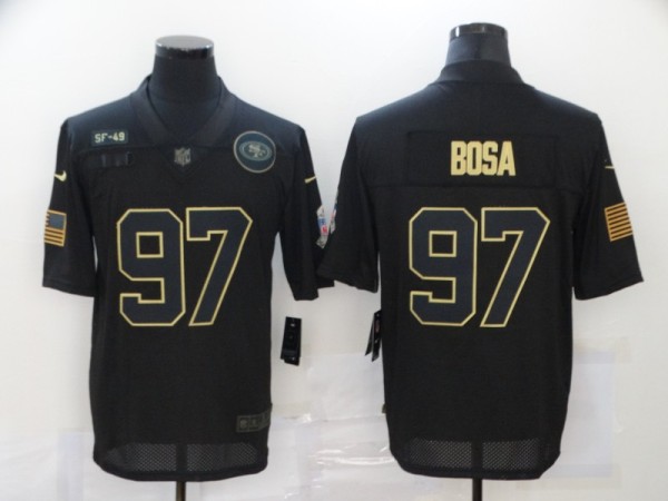 Men's San Francisco 49ers #97 Nick Bosa 2020 Black Salute To Service Limited Jersey