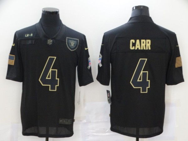 Men's Raiders #4 Carr 2020 Black Salute To Service Limited Jersey