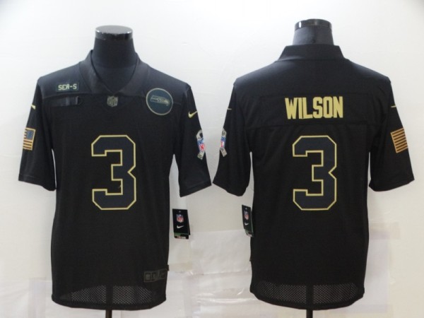 Men's Seattle Seahawks #3 Russell Wilson 2020 Black Salute To Service Limited Jersey