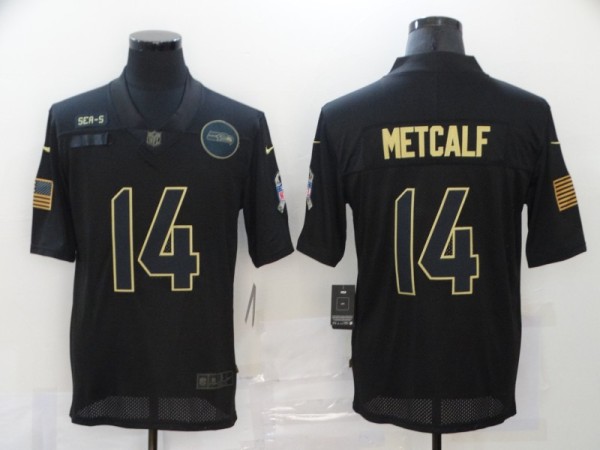 Men's Seattle Seahawks #14 DK Metcalf 2020 Black Salute To Service Limited Jersey