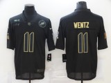 Men's Philadelphia Eagles #11 Carson Wentz 2020 Black Salute To Service Limited Jersey