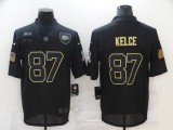 Men's Kansas City Chiefs #87 Kelce 2020 Black Salute To Service Limited Jersey