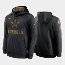 Men's Nike Dallas Cowboys Black 2020 Salute to Service Sideline Performance Pullover Hoodie