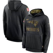 Men's Nike New England Patriots Black 2020 Salute to Service Sideline Performance Pullover Hoodie