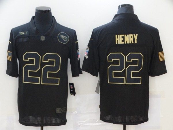 Men's Tennessee Titans #22 Derrick Henry 2020 Black Salute To Service Limited Jersey