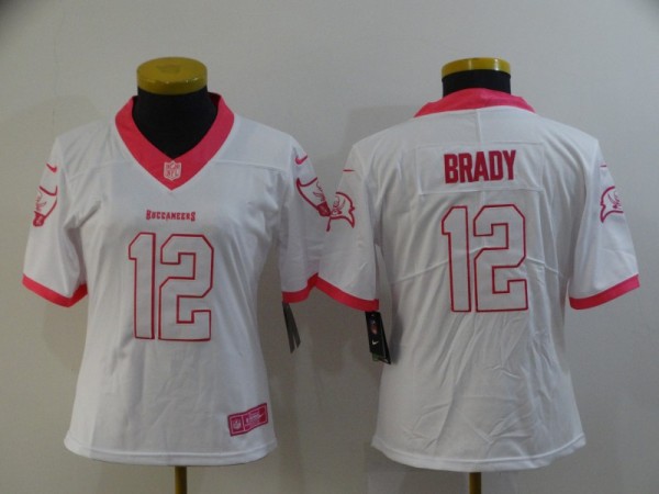 Women  Tampa Bay Buccaneers #12 Brady White/Pink Vapor Untouchable Limited Jersey