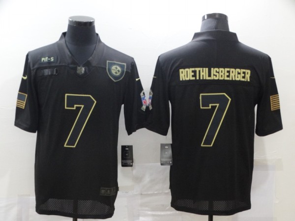 Men's Pittsburgh Steelers #7 Ben Roethlisberger 2020 Black Salute To Service Limited Jersey