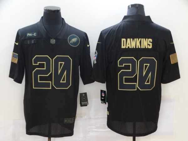 Men's Philadelphia Eagles #20 Brian Dawkins 2020 Black Salute To Service Limited Jersey