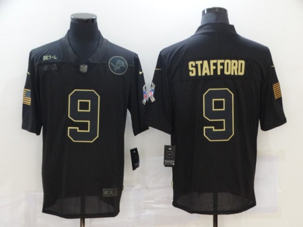 Men's Detroit Lions #9 Matthew Stafford 2020 Black Salute To Service Limited Jersey